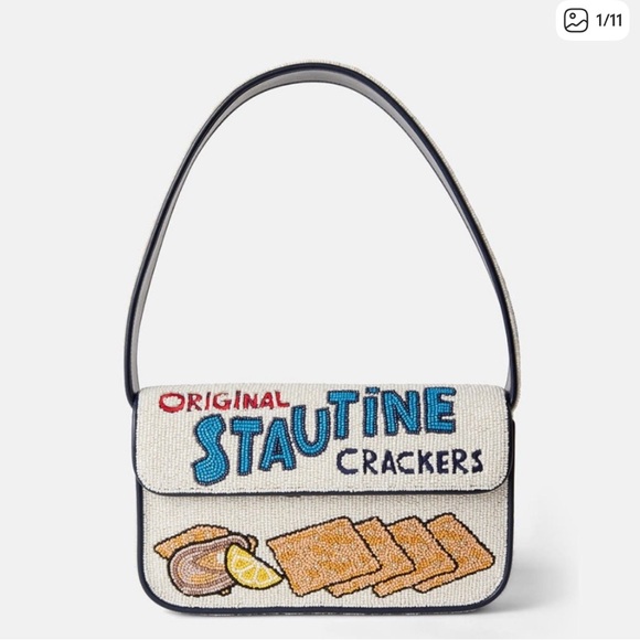 Staud Stautines Crackers Saltines Beaded TOMMY Bag Shoulder Purse red blue white - Picture 1 of 16